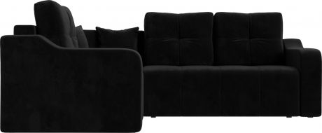 Угловой диван-кровать «Кембридж» Черный, Велюр, левый