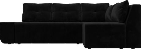 Угловой диван-кровать «Амадэус» Черный, Велюр, правый