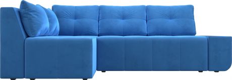 Угловой диван-кровать «Амадэус» Голубой, Велюр, левый