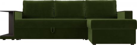 Угловой диван-кровать «Атланта С» Зеленый, Микровельвет, правый