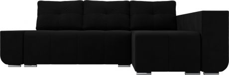 Угловой диван-кровать «Амадэус Люкс» Черный, Микровельвет, правый