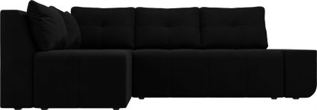 Угловой диван-кровать «Амадэус» Черный, Микровельвет, левый