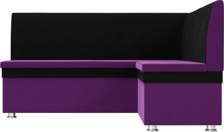 Кухонный угловой диван «Уют» ФиолетовыйЧерный, Микровельвет, правый