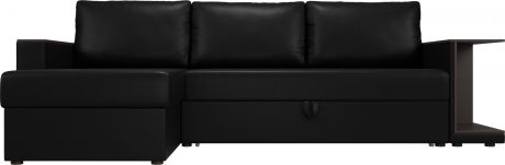 Угловой диван-кровать «Атланта С» Черный, Экокожа, левый