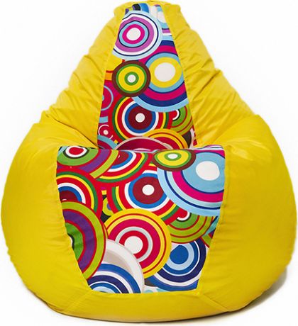 Кресло-мешок «Груша Oxford» Oxford, желтый + круги, S