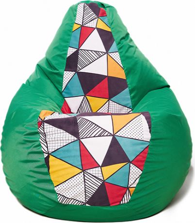 Кресло-мешок «Груша Oxford» Oxford, зеленый + абстракция, XL