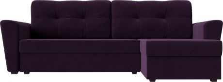 Угловой диван-кровать «Амстердам Лайт» Фиолетовый, Велюр, правый