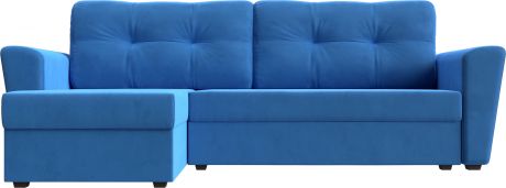Угловой диван-кровать «Амстердам Лайт» Голубой, Велюр, левый