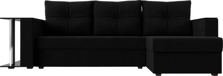 Угловой диван-кровать «Атланта Лайт» Черный, Микровельвет, правый