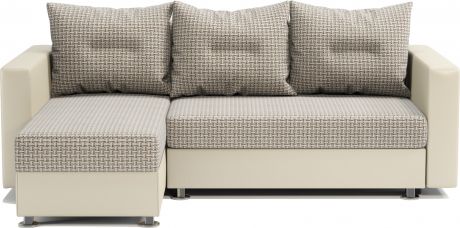 Угловой диван «Ария» Бежевый, корфу, экокожа, левый