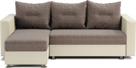 Угловой диван «Ария» Коричневый, бежевый, корфу, экокожа, левый