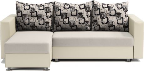 Угловой диван «Ария» Бежевый, ромбы, экокожа, левый