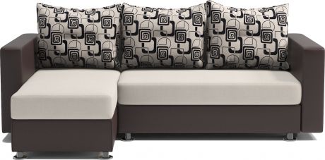 Угловой диван «Ария» Шоколад, ромбы, экокожа, левый