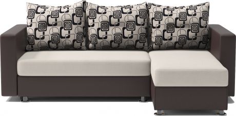 Угловой диван «Ария» Шоколад, ромбы, экокожа, правый