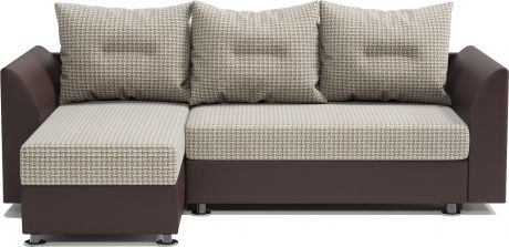 Угловой диван «Ария Скала» Бежевый, шоколад, корфу, экокожа, левый