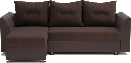 Угловой диван «Ария Скала» Шоколад, рогожка, экокожа, левый