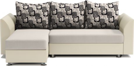 Угловой диван «Ария Скала» Бежевый, ромбы, экокожа, левый