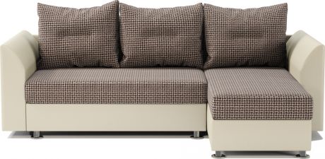 Угловой диван «Ария Скала» Коричневый, бежевый, корфу, экокожа, правый