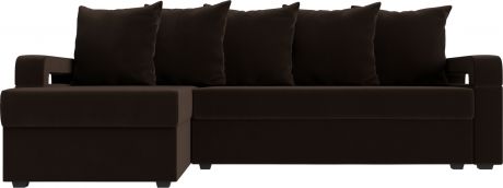 Угловой диван-кровать «Гермес Лайт» Коричневый, Микровельвет, левый