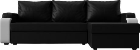 Угловой диван-кровать «Николь Лайт» ЧерныйБелый, Экокожа, правый