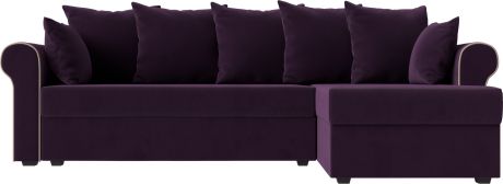 Угловой диван-кровать «Рейн» Фиолетовый, Велюр, правый