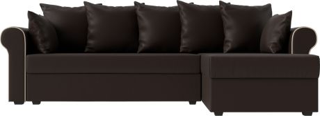 Угловой диван-кровать «Рейн» Коричневый, Экокожа, правый