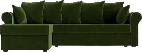 Угловой диван-кровать «Рейн» Зеленый, Микровельвет, левый