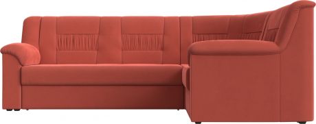 Угловой диван-кровать «Карелия» Коралловый, Микровельвет, правый