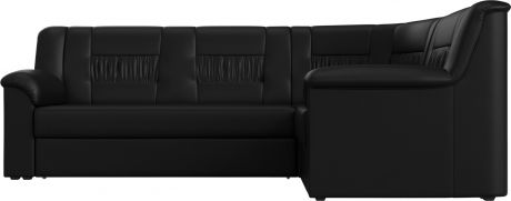 Угловой диван-кровать «Карелия» Черный, Экокожа, правый