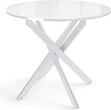 Стол «DikLine Rs90» Белый/стекло белое optiwhite (кромка белая)/опоры белые