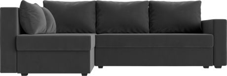 Угловой диван-кровать «Мансберг» Серый, Велюр, левый
