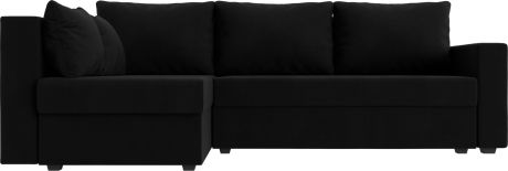 Угловой диван-кровать «Мансберг» Черный, Микровельвет, левый