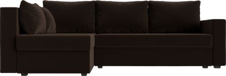 Угловой диван-кровать «Мансберг» Коричневый, Микровельвет, левый