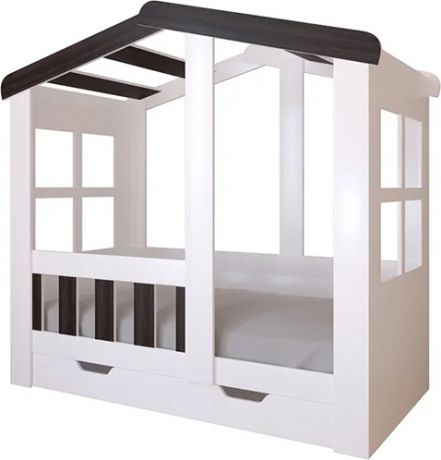 Кровать-домик с ящиком «Астра» Белый/Венге