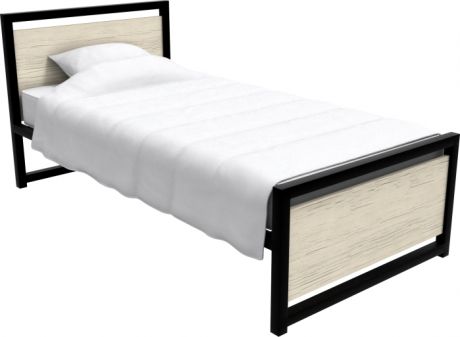Кровать «Титан Лофт 90» Черный, дуб крафт белый, без ящиков