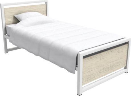 Кровать «Титан Лофт 90» Белый, дуб крафт белый, без ящиков
