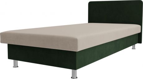 Кровать «Мальта» бежевый\зеленый, Микровельвет
