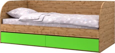Кровать «Golden Kids 7» Дуб Вотан/Зеленый