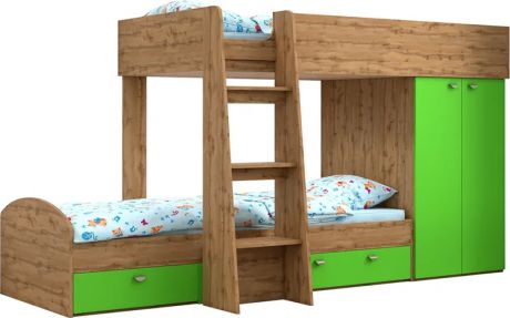 Двухъярусная кровать «Golden Kids 2» Вотан/Зеленый