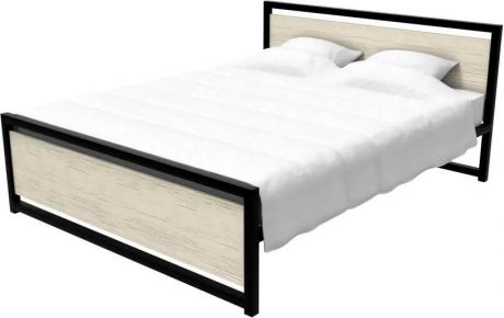 Кровать «Титан Лофт 160» Черный, дуб крафт белый, без ящиков