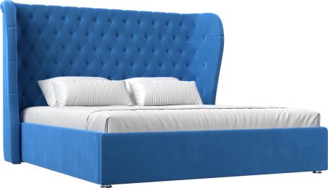 Кровать «Далия 160» Голубой, Велюр