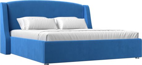 Кровать «Лотос 160» Голубой, Велюр