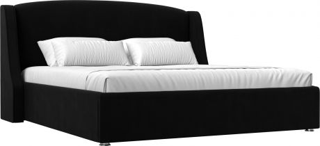 Кровать «Лотос 160» Черный, Микровельвет