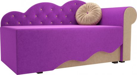 Детская кровать «Тедди-1» фиолетовыйбежевый, Микровельвет