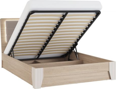 Кровать «Беатрис 180ПМ» с подсветкой Палермо/Софт латте