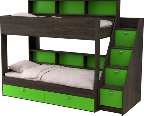 Двухъярусная кровать «Golden Kids 10» Венге/Зеленый