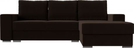 Угловой диван-кровать «Дрезден» Коричневый, Микровельвет, правый