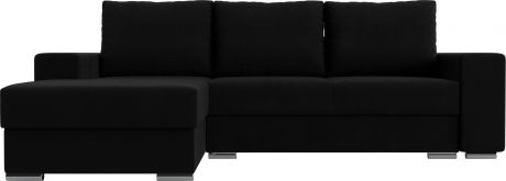 Угловой диван-кровать «Дрезден» Черный, Микровельвет, левый