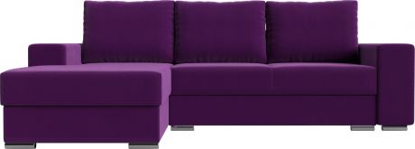 Угловой диван-кровать «Дрезден» Фиолетовый, Микровельвет, левый