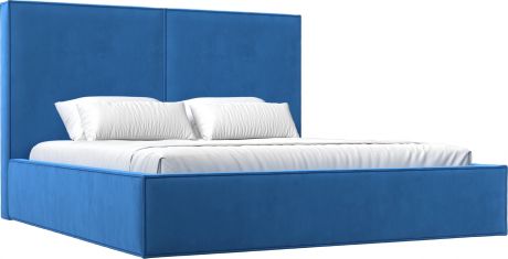 Кровать «Аура 160» Голубой, Велюр